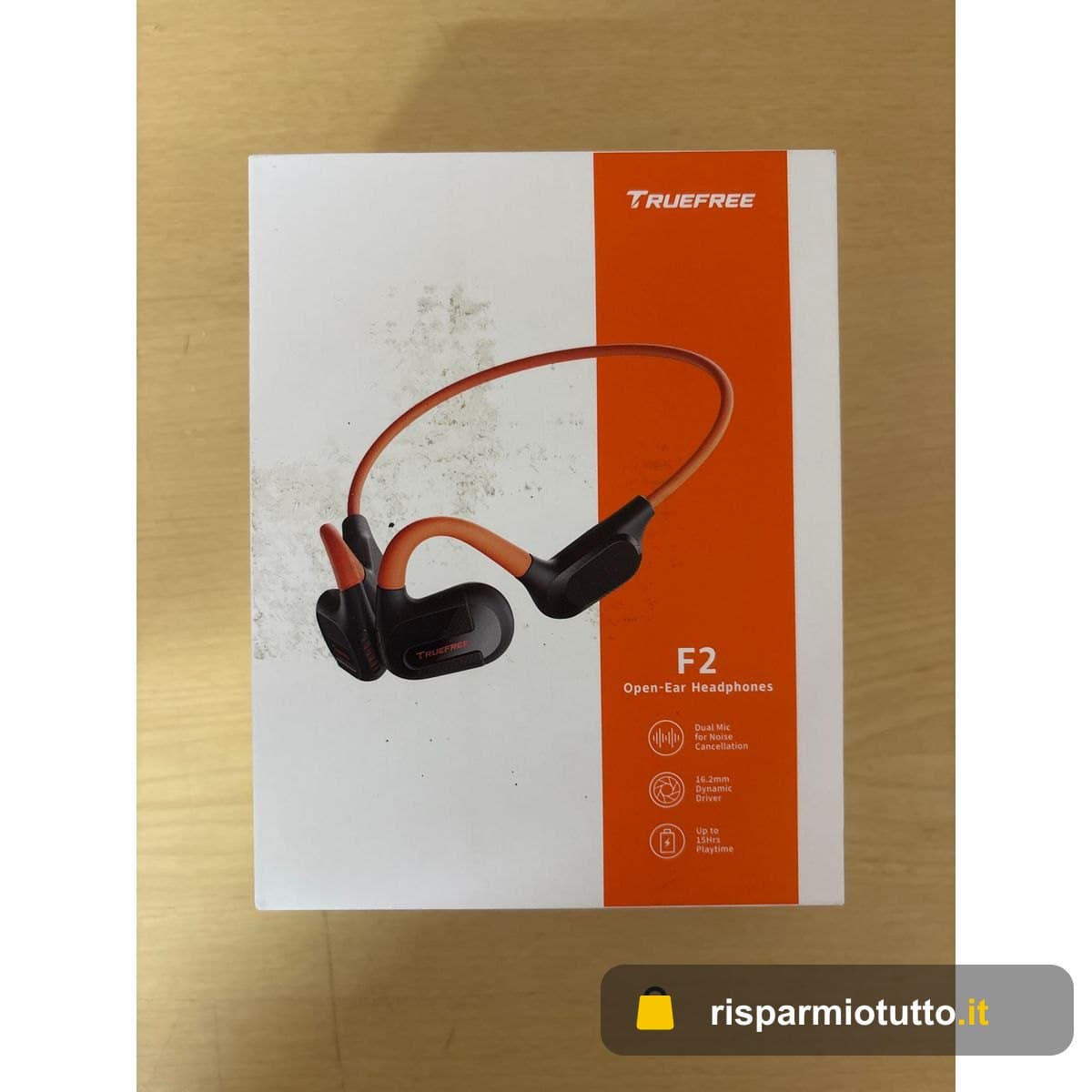 truefree F2 Cuffie ad orecchio aperto Bluetooth 5.3 Wireless per lo sport, chiamate chiare con doppio microfono, 15 ore di autonomia, bassi potenziati da 16,2 mm, connessione multipoint, controllo app
